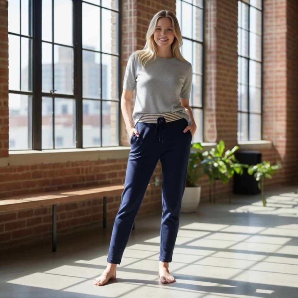 Aerie Navy Blue workout Leggings with Striped Waistband S  NWT